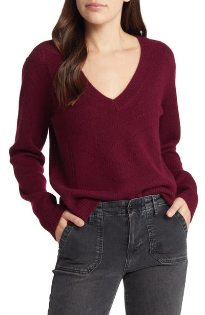 Paige Kamila Pointelle Cashmere Sweater In Crimson Wine