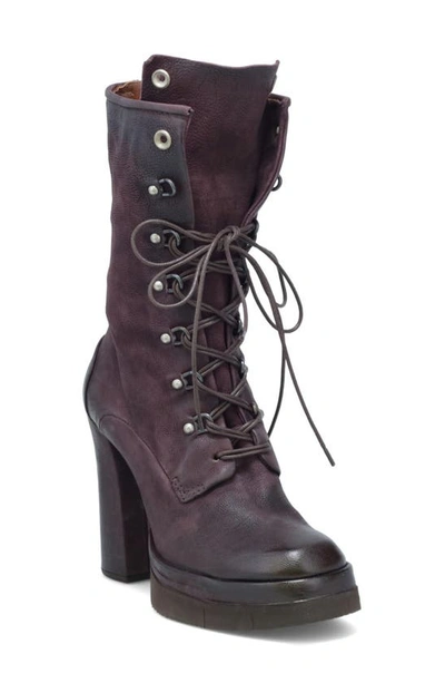 A.s.98 Vivienne Lace-up Bootie In Eggplant