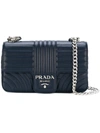 Prada Diagramme Leather Shoulder Bag In Blue