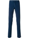 Incotex Crepe Cotton Slim Fit Trousers In Blue