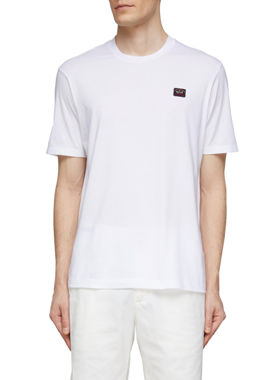 Paul & Shark Short Sleeve Rectangle  Logo T-shirt In White