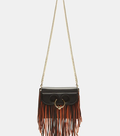 Jw Anderson Mini Pierce Fringed Cross Body Handbag In Black