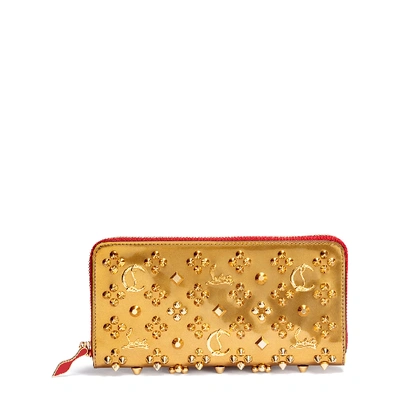 Christian Louboutin Panettone Embellished Leather Wallet In Gold