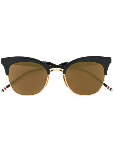 Thom Browne 18k Gold Titanium & Navy Acetate Sunglasses In Blue