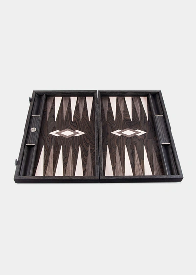 Manopoulos Ebony Burl Backgammon Set With Side Racks