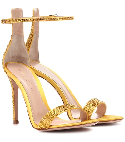 Gianvito Rossi Glam Embellished Satin Sandals In Yellow