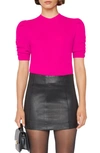 Frame Ruched Sleeve Recycled Cashmere Blend Sweater In Magenta