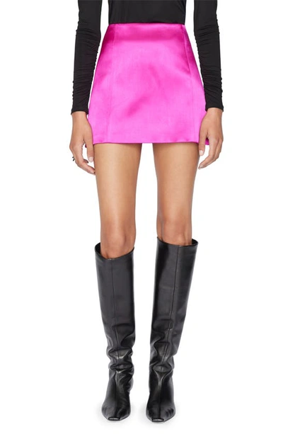 Frame High-waisted Stretch-satin Mini Skirt In Pink-drk