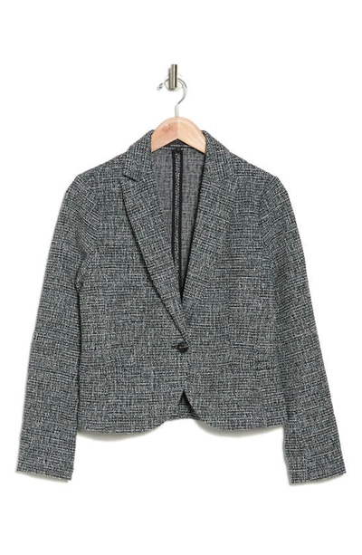 Amanda & Chelsea Tweed Knit Blazer In Black/ White