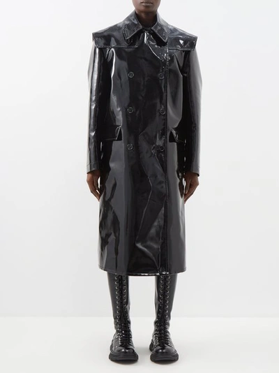 Raf Simons Patent-cotton Trench Coat In Black