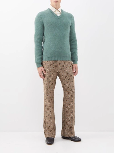 Gucci V-neck Wool Jumper In Green