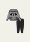 Andy & Evan Kids' Little Boy's & Boy's Jacquard Holiday Sweater & Pants Set In Grey