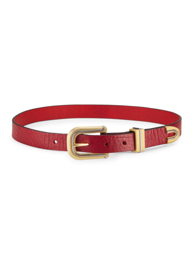 Rag & Bone Ventura Leather Belt In Red/gold