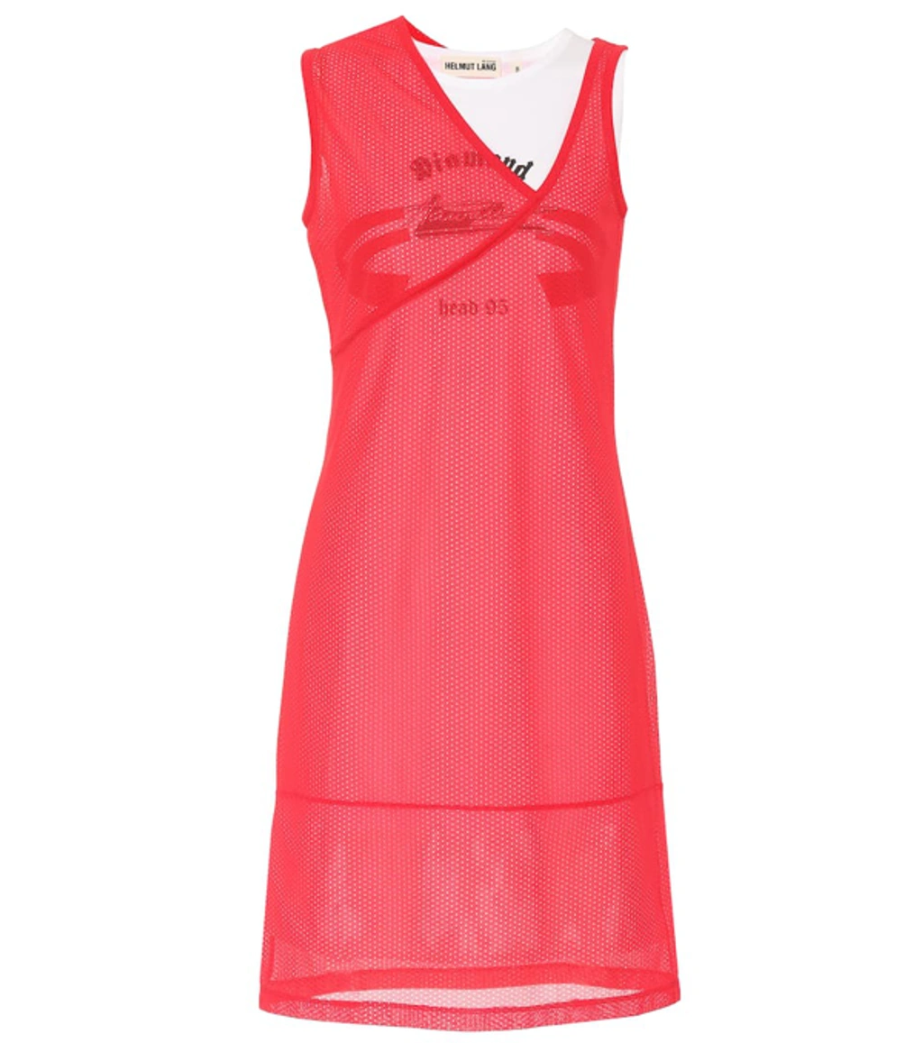 Helmut Lang Re-edition Archive Summer Camp Two-layer Asymmetric Tank Dress  In Red | ModeSens