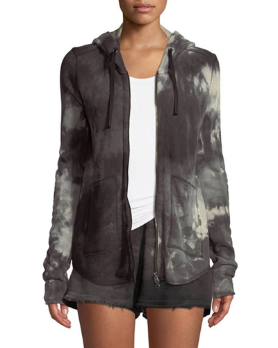 Atm Anthony Thomas Melillo Tie-dye French-terry Zip-front Hoodie Jacket In Black Tie
