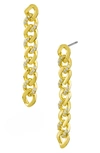 Cz By Kenneth Jay Lane Pavé Cz Curb Chain Drop Earrings In Clear/ Gold
