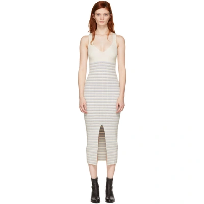 Opening Ceremony Woman Split-front Striped Ribbed-knit Midi Dress Ivory In White Multi