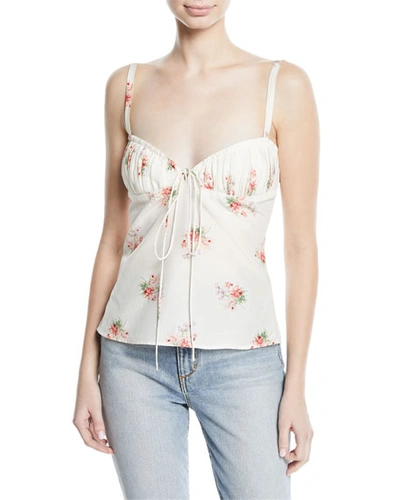 Brock Collection Tessie Orchid-print Bustier Silk-cotton Tank Top