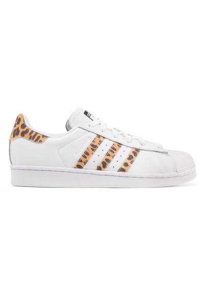 adidas originals superstar trainers with leopard print trim