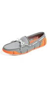 Swims Men's Stride Mesh & Rubber Braided-lace Boat Shoes In Orange/grey/white Fleck Fabric