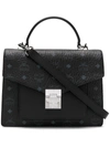 Mcm Medium Patricia Visetos Coated Canvas Satchel In Black