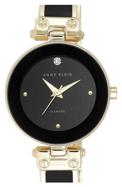 Anne Klein Diamond Marker Bangle Watch, 28mm In Black/ Gold