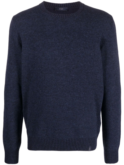 Fay Virgin-wool Knitted Sweater In Blue