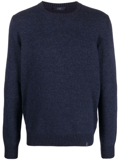 Fay Virgin-wool Knitted Jumper In Blue