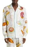 Casablanca Long Sleeve Silk Button-up Shirt In Multi