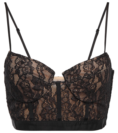 Jonathan Simkhai Shirley Lace Bustier Crop Top In Black
