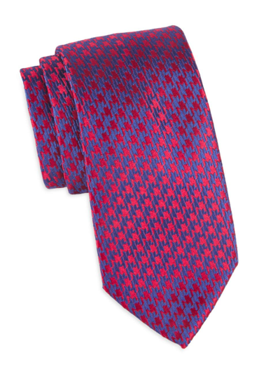 Charvet Houndstooth Silk Jacquard Tie In Red