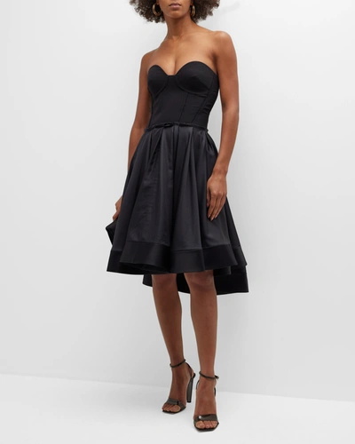 Proenza Schouler Strapless Bustier High-low Silk Dress In Black