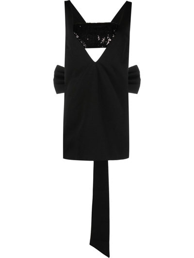 Staud Irie V-neck Bow Minidress In Black