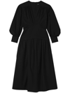 Proenza Schouler Poplin V-neck Midi-dress In Black