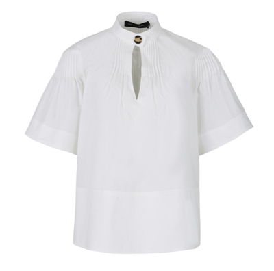 Proenza Schouler Pintuck Pleat Cutout Cotton Poplin Blouse In White