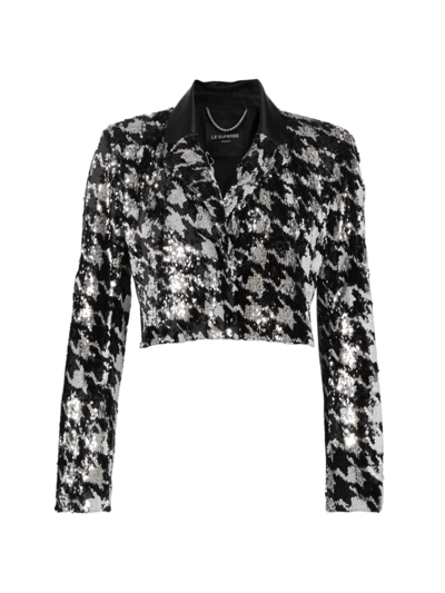 Le Superbe Uptown Girl Sequined Jacket In Multi