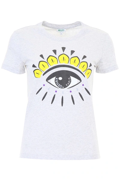 Kenzo Eye Print T-shirt In Gris Clairgrigio