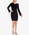 Vince Camuto Ribbed Grommet-sleeve Sweater Dress In Rich Black