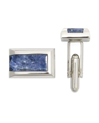 The Men's Store At Bloomingdale's Polished Rhodium Sodalite Rectangle Cufflinks - 100% Exclusive In Silver