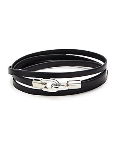 Aubaine Leather Double Wrap Bracelet In Black