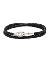 Aubaine Braided Leather Wrap Bracelet In Black