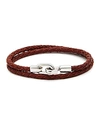 Aubaine Braided Leather Wrap Bracelet In Brown
