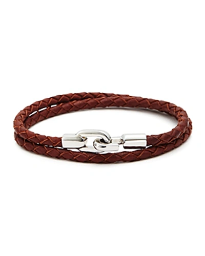 Aubaine Braided Leather Wrap Bracelet In Brown