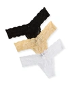 Cosabella Never Say Never Cutie Low-rise Thongs, Set Of 3 In Black/blush/white