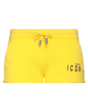 Dsquared2 Printed Cotton-fleece Shorts In Yellow
