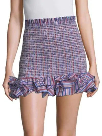 Petersyn Barrett Smocked Mini Skirt In Festival Stripe