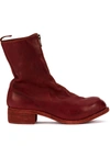 Guidi Round Toe Ankle Boots In Red