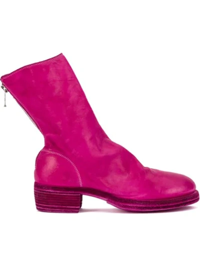 Guidi Zip Up Low Calf Boots In Pink