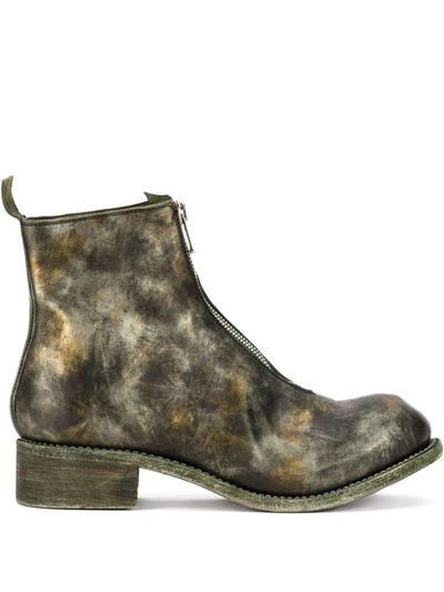 Guidi Distressed Zipped Boots In Metallic