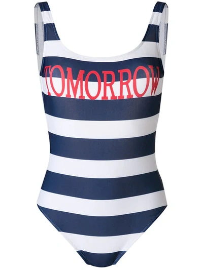 Alberta Ferretti Tomorrow Striped Swimsuit In Blu